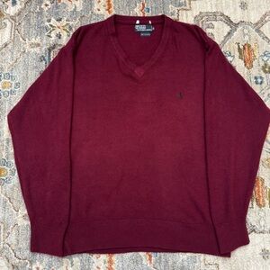 Polo by Ralph Lauren Men's Burgundy Sweater 100% Cashmere